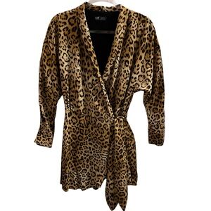 ZARA ROMPER, Size S, Leopard Print Romper with Collar, Sleeves & Tie Waist, NEW.